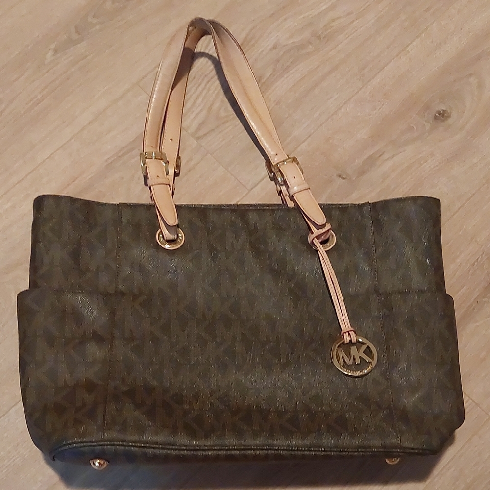 Michael Kors Dark Brown Tote with Tan Accents